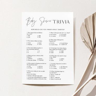 HARLOW Baby Trivia Baby Shower Game Card