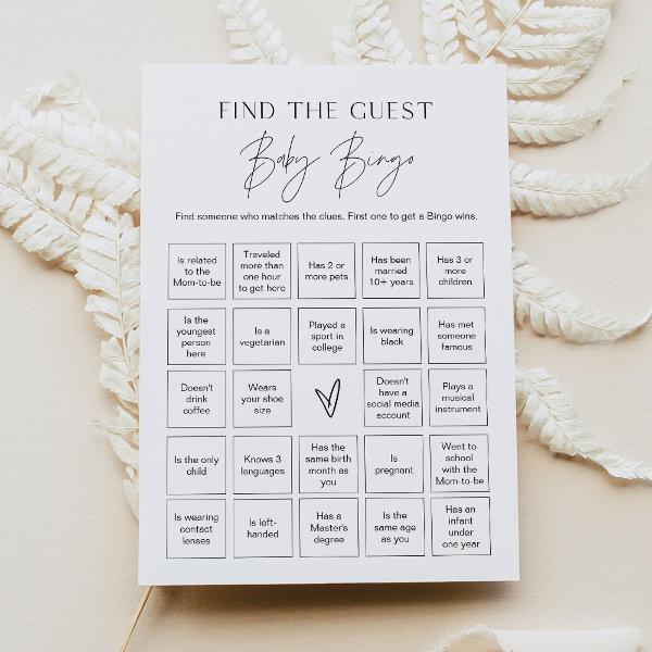 HARLOW Find The Guest Baby Bingo Game Card