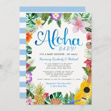 Hawaiian Luau Baby Shower by Mail | Blue Invitation