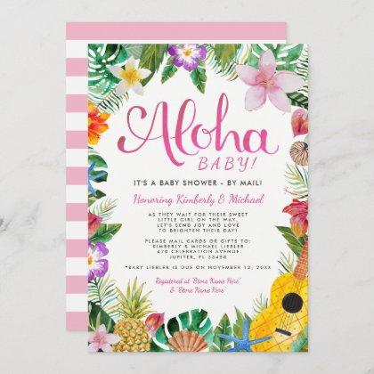 Hawaiian Luau Baby Shower by Mail | Pink Invitation