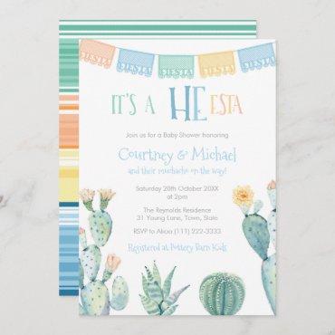 HE-esta Mexican Couples Baby Shower For Boy Invitation