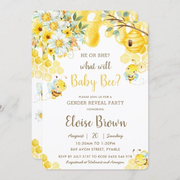 He or She Bee Yellow Floral Gender Reveal Party