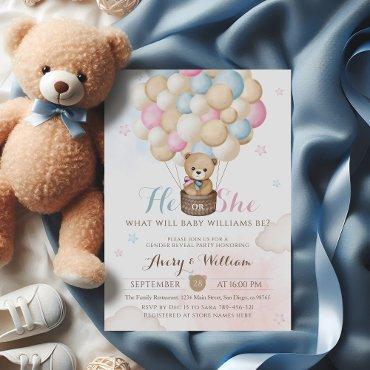 He or She Gender Reveal Bear Balloon