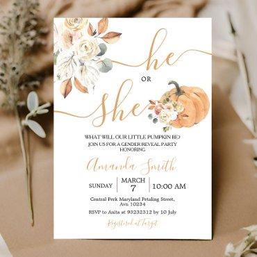 He or She Orange Pumpkin Gender Reveal