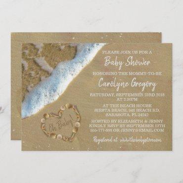Heart In The Sand Beach Baby Shower Invitations