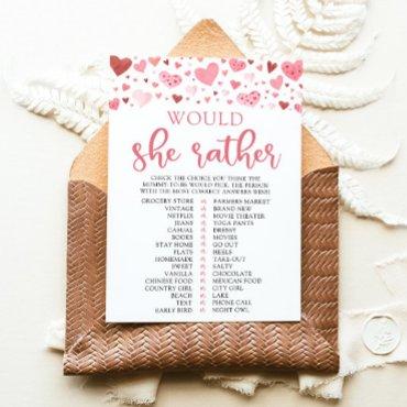 Hearts Valentine Would She Rather Baby Shower Game