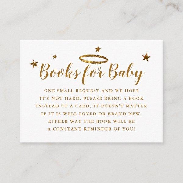 Heaven Sent Baby Shower Book Request Gold Enclosure Card