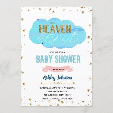 Heaven sent baby shower invitation