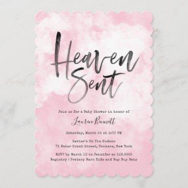 Heaven Sent | Baby Shower | Pink Invitation