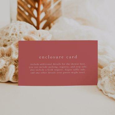HEIDI Unique Red Summer Boho Simple Baby Shower Enclosure Card