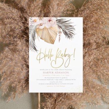 Hello Baby | Boho Pampas Grass & Tropical Palm