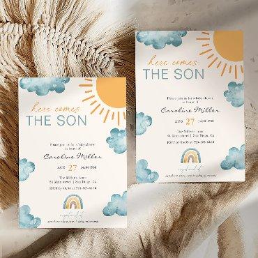 Here Comes The Son Baby Shower Boy Blue
