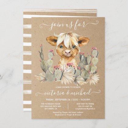 Highland Cow Baby Shower Cactus