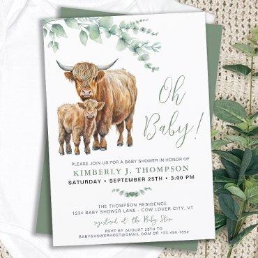 Highland Cow Boho Greenery Sage