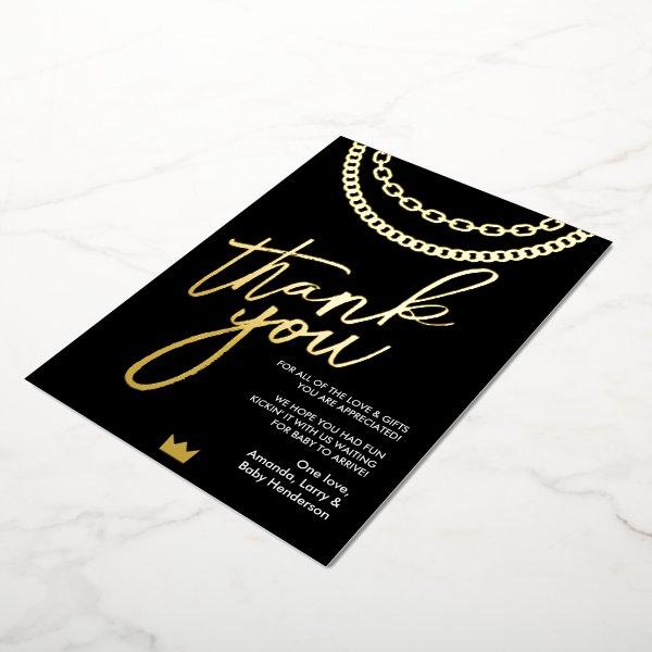 Hip Hop Gold Chain Baby Shower Thank You Card