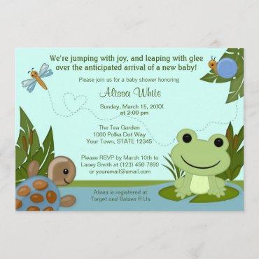 Hippity Frog Baby Shower Invitation turtle snail