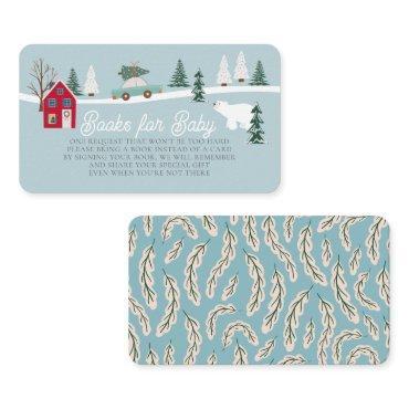 Holiday Town/Village Blue Baby Shower Book Request Enclosure Card
