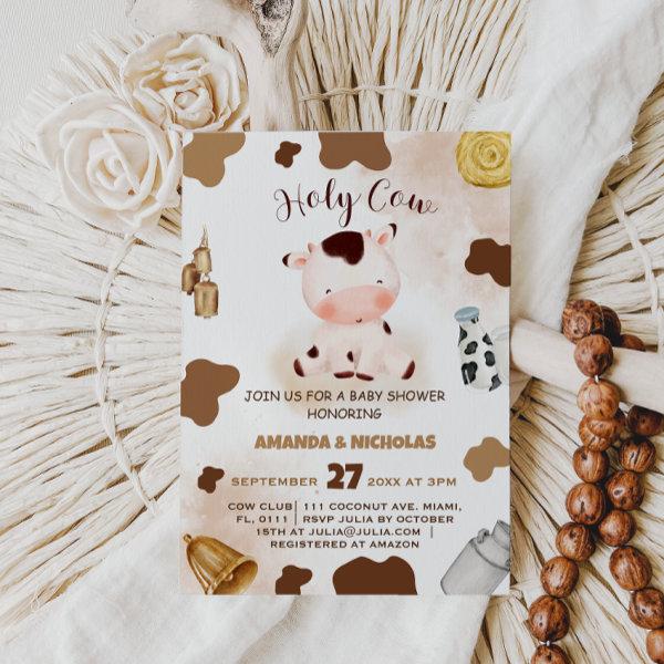 Holy cow animal watercolor baby shower
