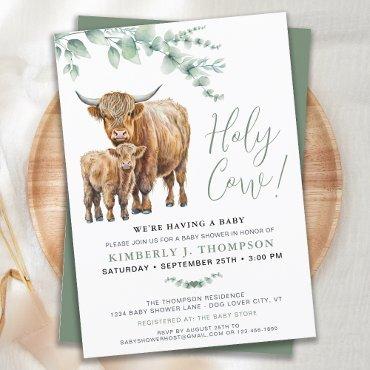 Holy Cow Boho Greenery Highland Cow