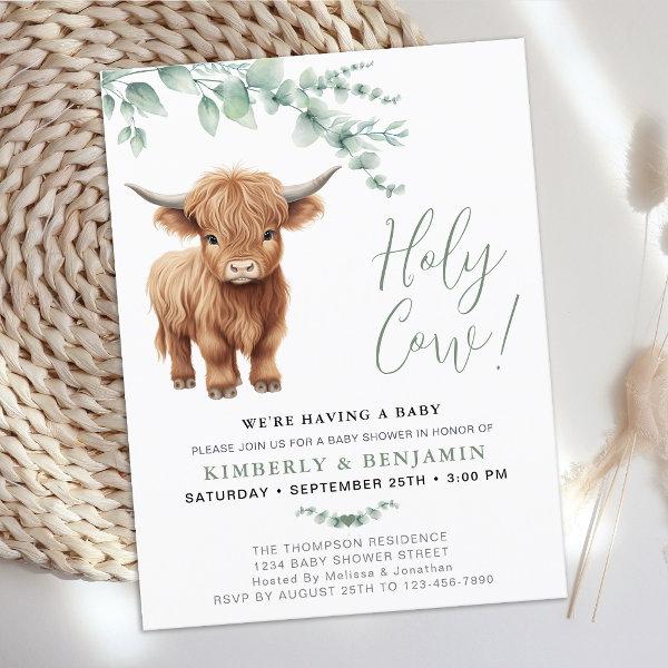 Holy Cow Greenery Highland Cow Couples  Postcard