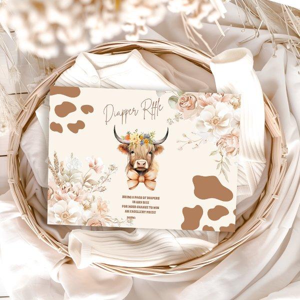 Holy Cow Greenery Highland Cow  Diapper Raffle Enclosure Card