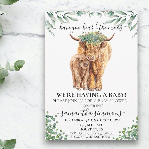 Holy Cow Highland Calf Baby Shower Eucalyptus