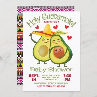 Holy Guacamole Avocado Baby Shower Fiesta Invitation