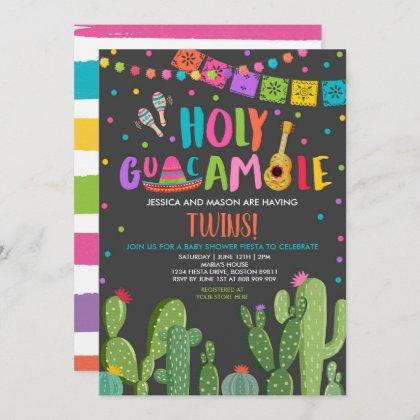 Holy Guacamole Fiesta Twins Baby Shower Invitation