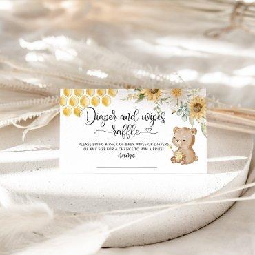 Honey bear, sunflower bee diaper and wipes raffle enclosure card