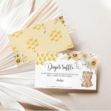 Honey bear, sunflower bee diaper raffle ticket enclosure card