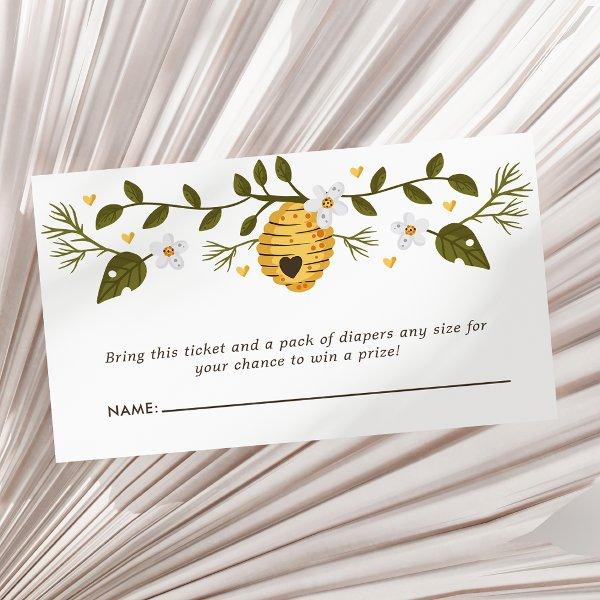 Honeycomb Bumblebee Baby Shower Diaper Raffle Enclosure Card