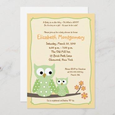 Hoot Owls Green Neutral Baby Shower (Old Version)
