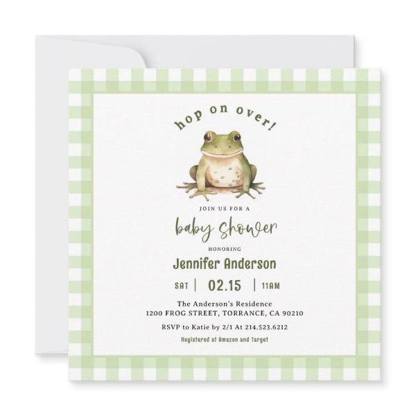 Hop On Over Frog Baby Shower Square