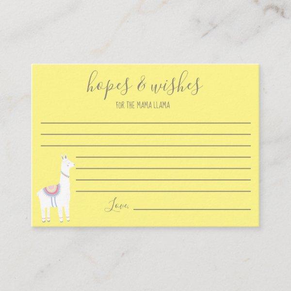 Hopes & Wishes for the Mama Llama Baby Shower Cute Enclosure Card