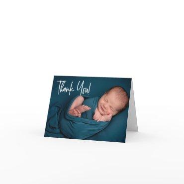 Horizontal Photos baby shower Modern Baby Boy Thank You Card