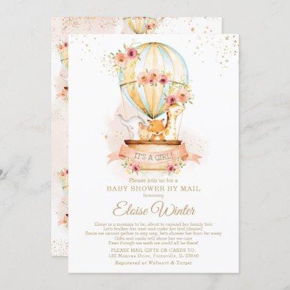 Hot Air Balloon Baby Shower by Mail Cute Animals Invitation