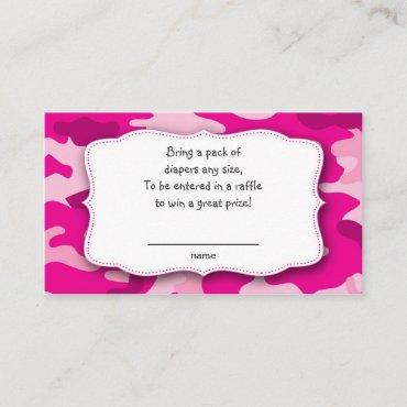 Hot Pink Fuchsia Camo raffle tickets insert cards