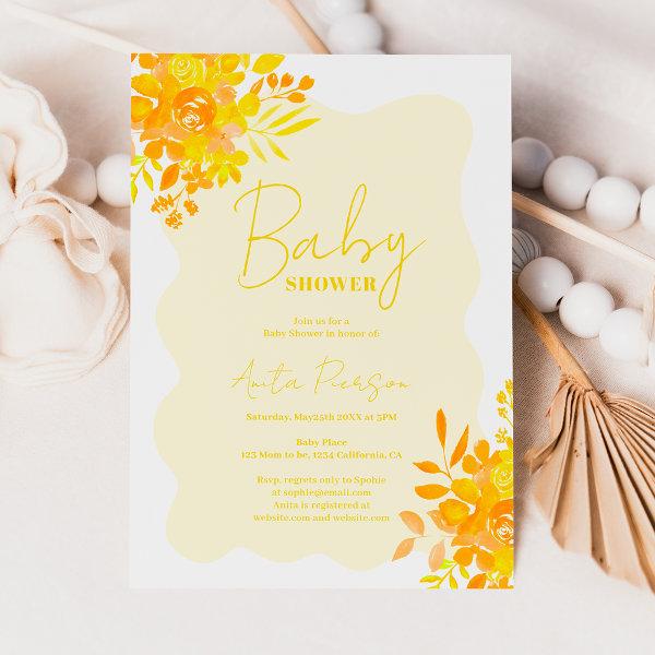 Hot yellow wavy frame boho floral