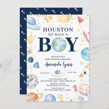 Houston We Have A Boy Outer Space Baby Shower Invi