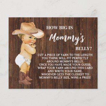 How Big is Mommy's Belly Cowboy Shower Game Card Flyer