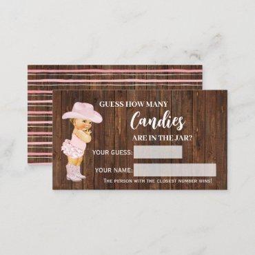 How Many Candies Cowgirl Baby Shower Game Card