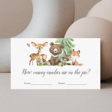 How Many Candies Game Animals Forest Baby Shower Enclosure Card