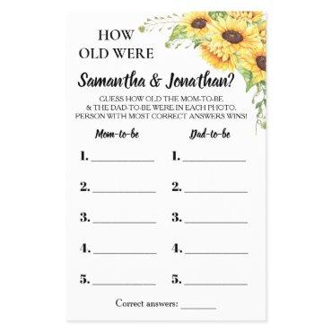 How old were They Baby shower bilingual game card Flyer