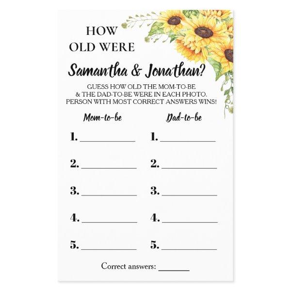 How old were They Baby shower bilingual game card Flyer