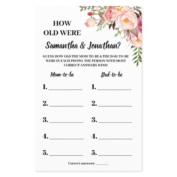 How old were They shower bilingual pink game card Flyer