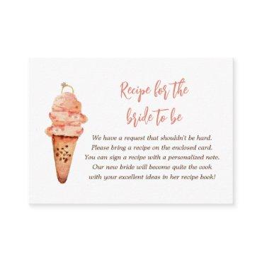 Ice cream Bridal shower Bring a recipe  Enclosure Card