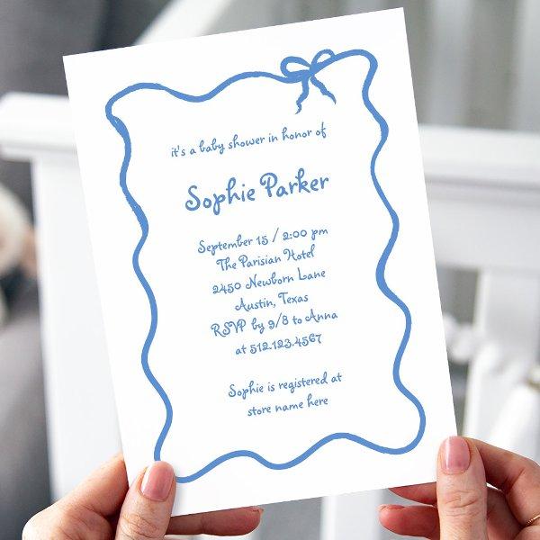 Illustrated French Bow White and Blue