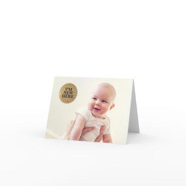 I'm New Here Modern Gold seal Photo baby shower Thank You Card