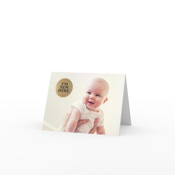 I'm New Here Modern Gold seal Photo baby shower Thank You Card