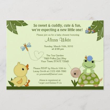 In The Pond Baby Shower Invitation duck frog